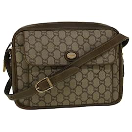 Gucci-GUCCI GG Plus Canvas Shoulder Bag PVC Leather Beige Auth th4289-Beige