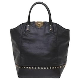Valentino-VALENTINO Hand Bag Leather 2way Black Auth bs9820-Black