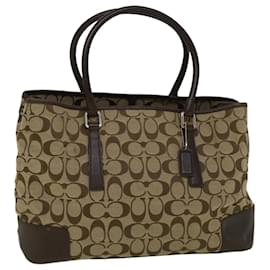 Coach-Coach Signature Tote Bag Toile Beige Auth 59582-Beige