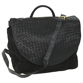 Autre Marque-BOTTEGAVENETA Shoulder Bag Suede Leather Black Auth ep2233-Black