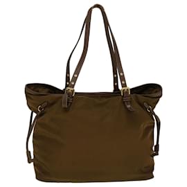 Prada-PRADA Bolso Tote Nylon Marrón Auth 59234-Castaño