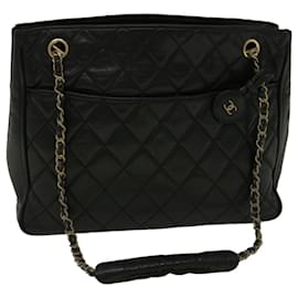 Chanel-Bolsa de ombro de corrente CHANEL pele de cordeiro preta CC Auth bs9676-Preto