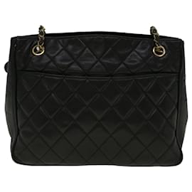 Chanel-CHANEL Bolso de hombro con cadena Piel de cordero Negro CC Auth bs9676-Negro