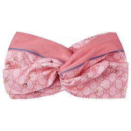 Gucci GG print with Horsebit silk headband Rosa