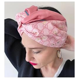 Gucci-GG print with Horsebit silk headband-Rosa