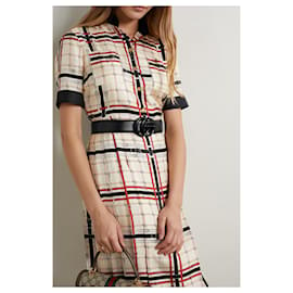 Gucci-Kleid aus Seidentwill mit GG-Gürtel-Print-Mehrfarben