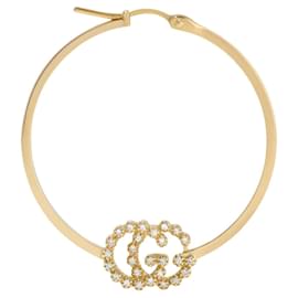 Gucci-GUCCI GG RUNNING GOLD CIRCLE EARRINGS WITH DIAMONDS-Golden