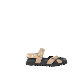 Claudie Pierlot-Sapatos de sandália de couro-Bege