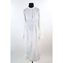 Longchamp-vestido de algodón-Blanco