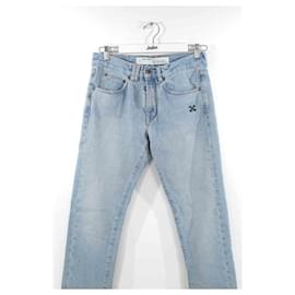 Off White-Jeans retos de algodão-Azul