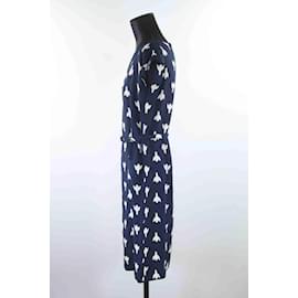 Prada-Navy patterned mid-length dress-Navy blue
