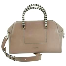 Bulgari-Serpenti leather handbag-Brown