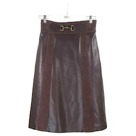 Gucci-Leather skirt-Dark red
