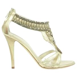 Giuseppe Zanotti-Sapatos de sandália de couro-Dourado