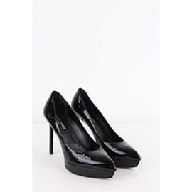 Yves Saint Laurent-Talons en cuir verni-Noir