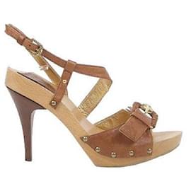 Just Cavalli-Leather sandals-Brown
