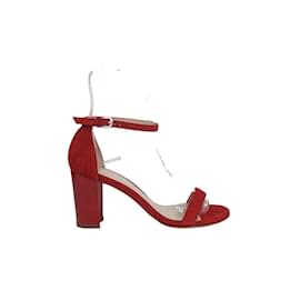 Stuart Weitzman-Suede sandals-Red