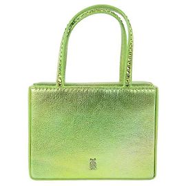 Amina Muaddi Mini sac en cuir Vert