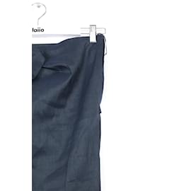 Lanvin-Falda de lino-Azul marino