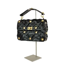 Valentino-Roman Stud leather handbags-Black