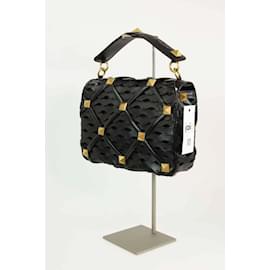 Valentino-Roman Stud leather handbags-Black