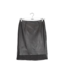 Paule Ka-Leather skirt-Black