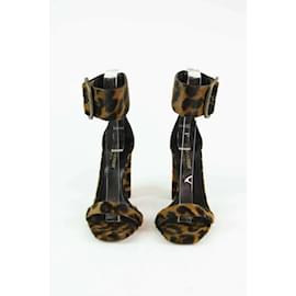 Saint Laurent-Opyum leopard print leather heels-Brown