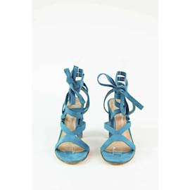 Gianvito Rossi-Sandália salto grosso - Tamanho 38 1/2 Em couro-Azul