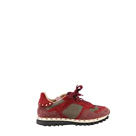 Valentino-suede sneakers-Dark red