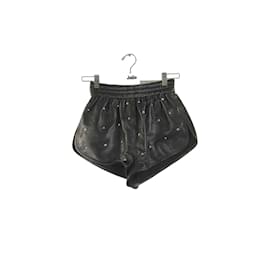 Isabel Marant-Mini shorts de cuero-Negro