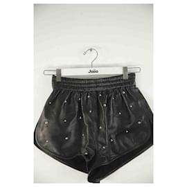 Isabel Marant-Mini leather shorts-Black