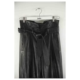 Attico-Wide leather pants-Black