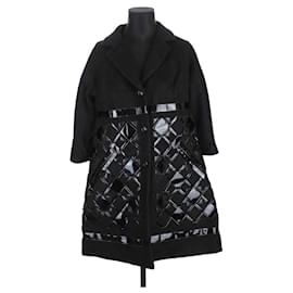 Marc Jacobs-abrigo con ribete de cuero-Negro