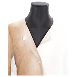 Yves Salomon-leather trim coat-Brown