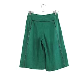 Longchamp-Leather Bermuda shorts-Green