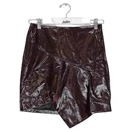 Bash Leather Mini Skirt Dark red