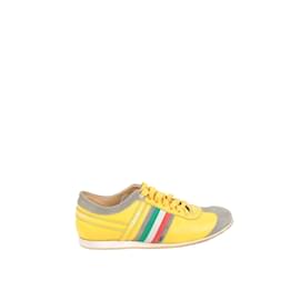 Dolce & Gabbana-Leather sneakers-Yellow