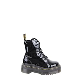 Dr. Martens-Patent leather lace-up boots-Black