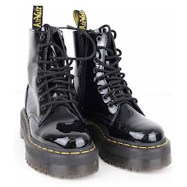 Dr. Martens-Patent leather lace-up boots-Black