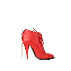 Givenchy-Leather Lace-up Boots-Red