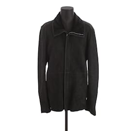 Dior-leather trim coat-Black