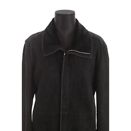 Dior-leather trim coat-Black