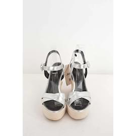 Sergio Rossi-Leather sandals-Silvery