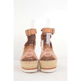 See by Chloé-Zapatos sandalias de cuero.-Beige