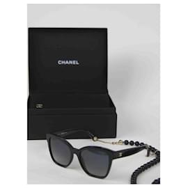 Chanel-Sonnenbrille Schwarz-Schwarz