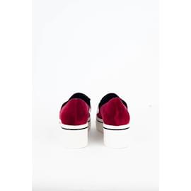 Stella Mc Cartney-Binx velvet sneakers-Dark red