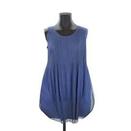 Pleats Please-Silk dress-Navy blue