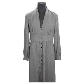 Bash-vestido de algodão-Cinza antracite