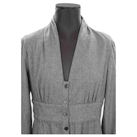 Bash-vestido de algodão-Cinza antracite
