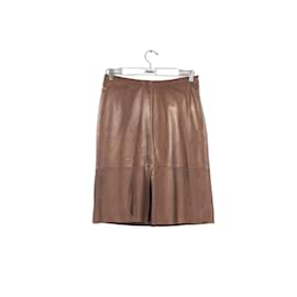 Plein Sud-Leather skirt-Brown